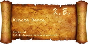 Kuncze Bence névjegykártya